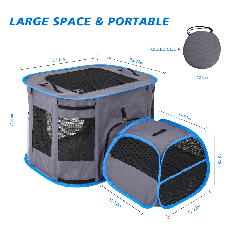 Multiple-Purpose Cat Playpen, Foldable Pet Kennel,Great for Indoor and Outdoor Use, Cat Tent with a Private Bathroom