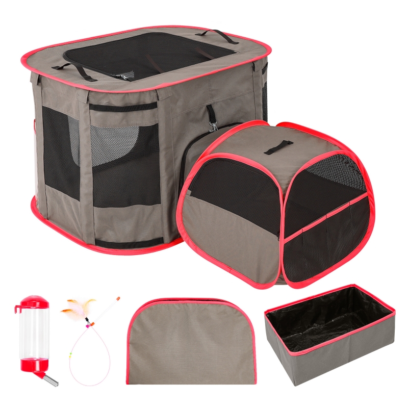Multiple-Purpose Cat Playpen, Foldable Pet Kennel,Great for Indoor and Outdoor Use, Cat Tent with a Private Bathroom
