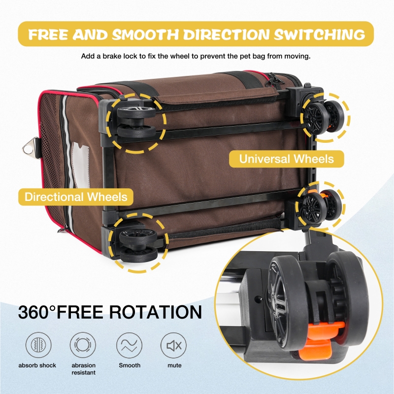 Cat Carrier with Detachable Wheels,2 Sides Expandable Airline Approved Rolling pet Carrier for Puppies and Cats,Pet Travel Carrier for Flight Camping Outdoor