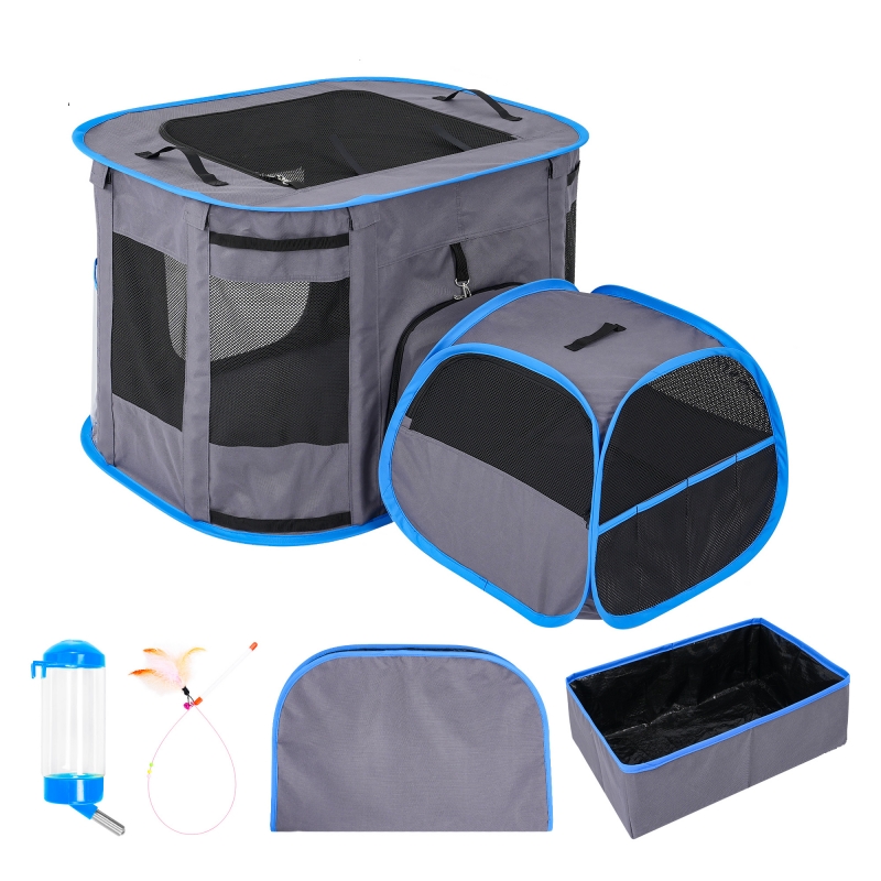 Multiple-Purpose Cat Playpen, Foldable Pet Kennel,Great for Indoor and Outdoor Use, Cat Tent with a Private Bathroom