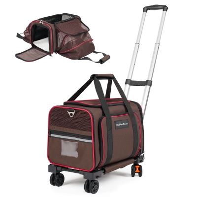 Cat Carrier with Detachable Wheels,2 Sides Expandable Airline Approved Rolling pet Carrier for Puppies and Cats,Pet Travel Carrier for Flight Camping Outdoor