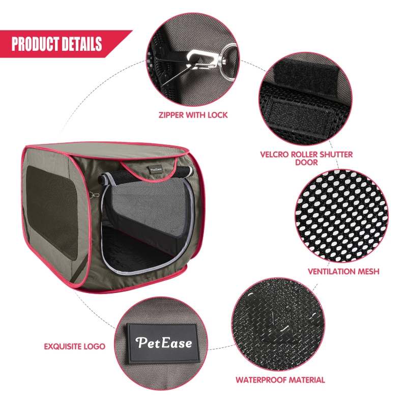 32inch Small Medium Pop Up Kennel,Collapsible Travel Pet Crate, Indoor and Outdoor Portable Dog Enclosure, Portable Pet Car Seat Kennel