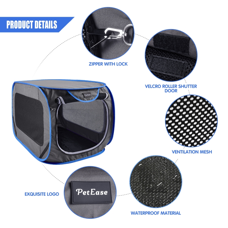 32inch Small Medium Pop Up Kennel,Collapsible Travel Pet Crate, Indoor and Outdoor Portable Dog Enclosure, Portable Pet Car Seat Kennel