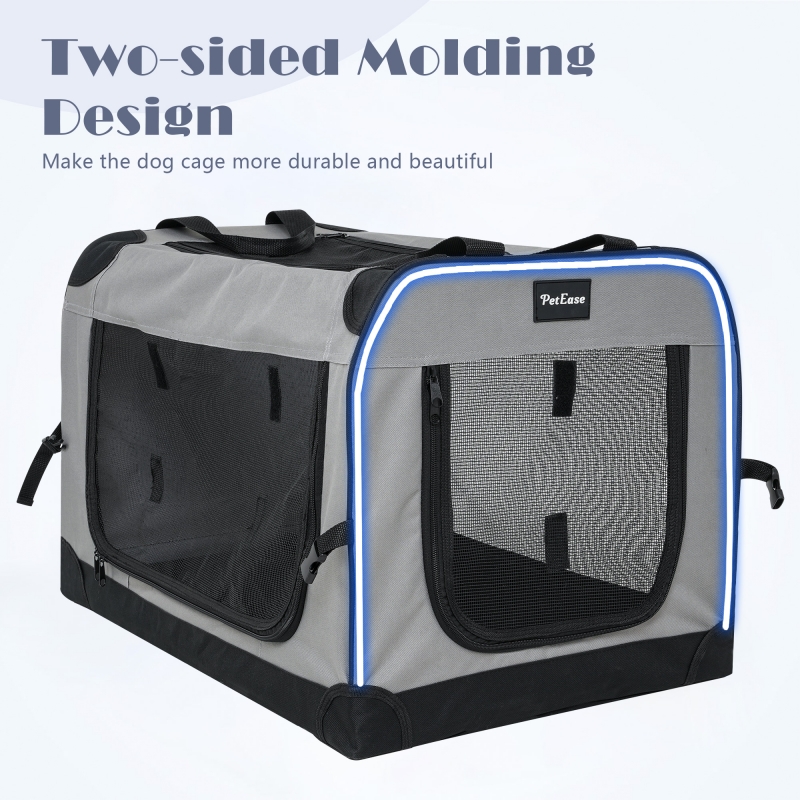 Small size Collapsible Dog Crates for Small Dogs, 3-Door Pet Soft Crate with Durable Mesh Windows