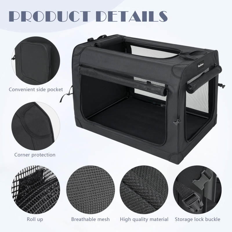 Small size Collapsible Dog Crates for Small Dogs, 3-Door Pet Soft Crate with Durable Mesh Windows