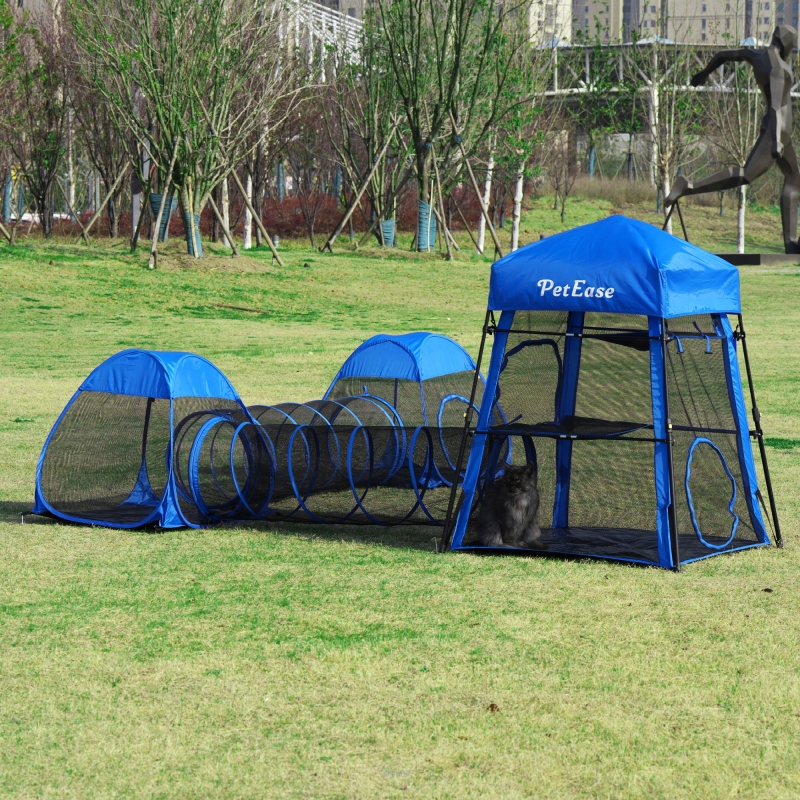 Cat Enclosures, 3-in-1 Cat Tower Tent with Tunnel/Pop Up Cube,Cat Climbing Tent Cat Cage Outdoor Catio Portable Playpen Play Tents for Cats Kitten and Small Animals