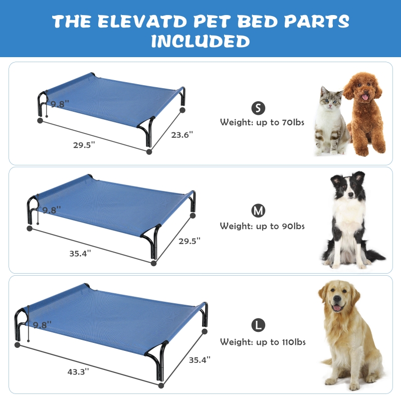 Large Cooling Elevated Dog Bed,Portable Dog Cot,with Washable Mesh and Powerful Anti-Slip Feet,Durable for Both Indoor and Outdoor Use