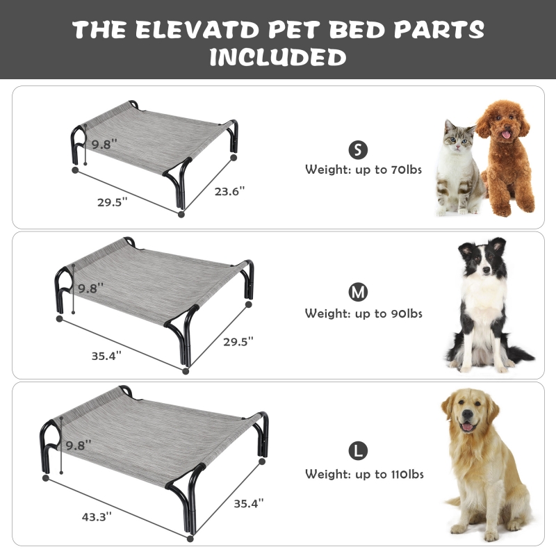 Large Cooling Elevated Dog Bed,Portable Dog Cot,with Washable Mesh and Powerful Anti-Slip Feet,Durable for Both Indoor and Outdoor Use