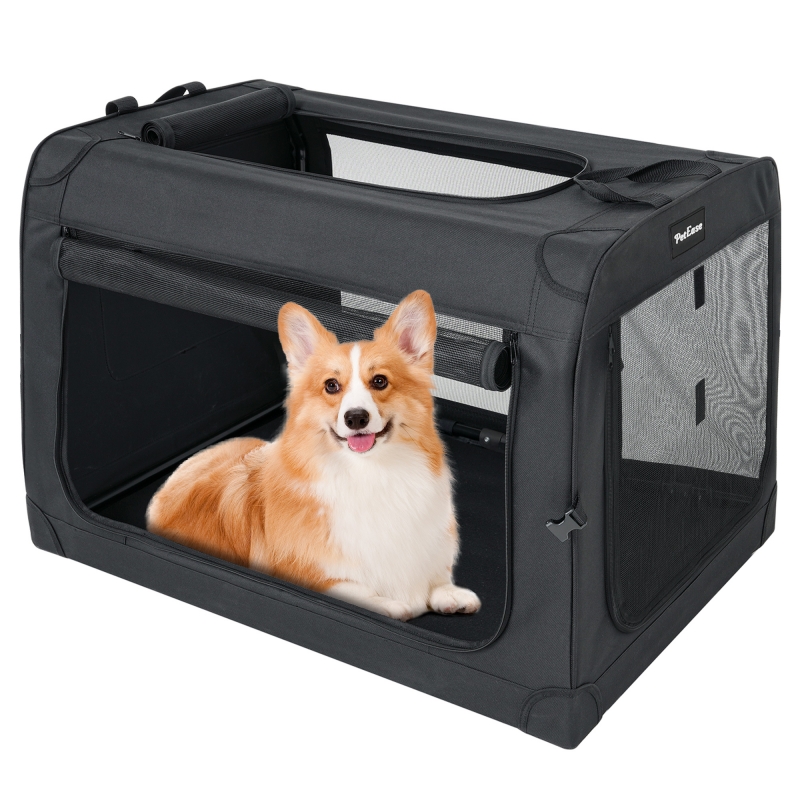 Small size Collapsible Dog Crates for Small Dogs, 3-Door Pet Soft Crate with Durable Mesh Windows