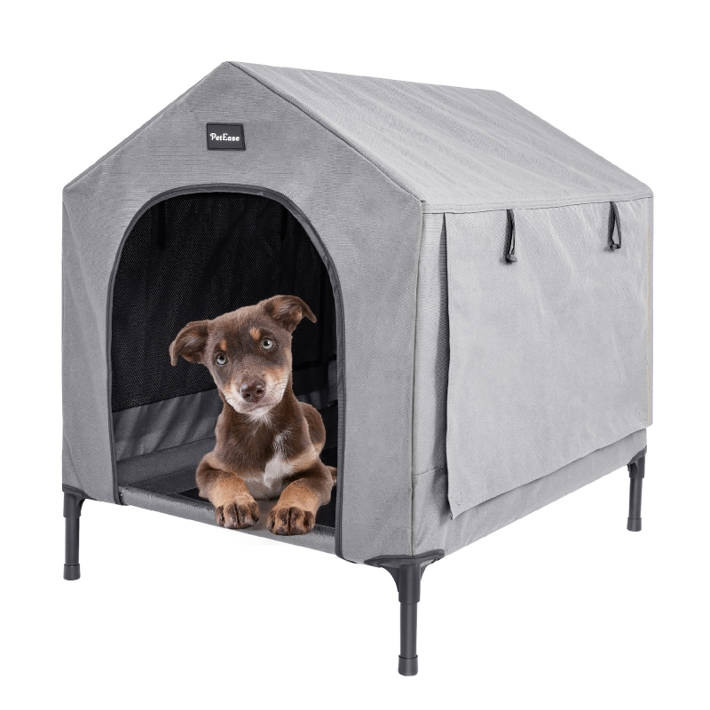 Small Dog House,Elevated Dog Bed with Removable Cover, Indoor & Outside Puppy Shelter Cot,Raised Dog Bed
