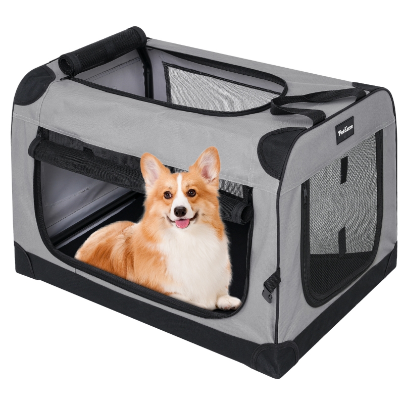 Small size Collapsible Dog Crates for Small Dogs, 3-Door Pet Soft Crate with Durable Mesh Windows