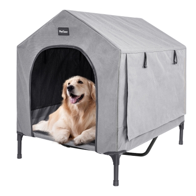 Large Dog House,Elevated Dog Bed with Removable Cover, Indoor & Outside Puppy Shelter Cot,Raised Dog Bed