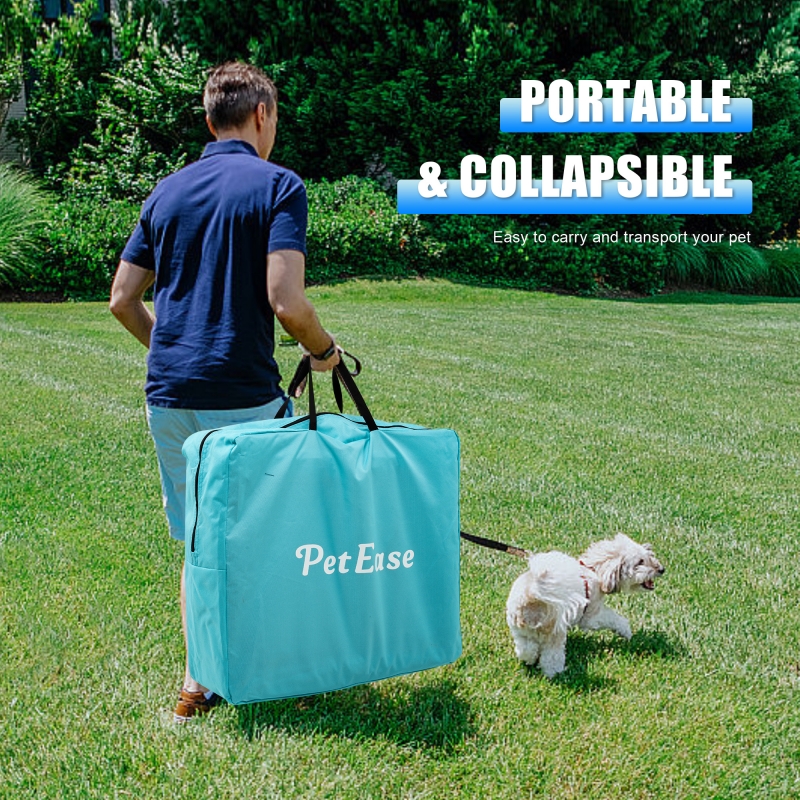 Portable Double Dog Cat Crate,Twin Compartment Cat Show House Cat Condo,Cat Travel Carrier Cages with Litter Box Water Bottle Mat and hamock,Two Room Cat Enclosure Playpen